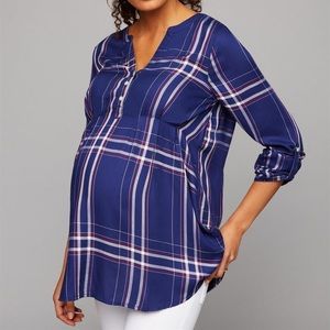 Pea in the Pod Luxe Essentials Plaid Maternity top